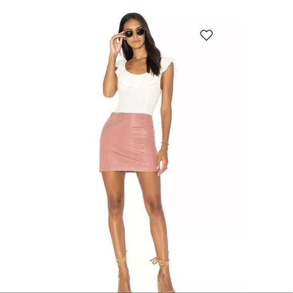 Free People Sz 6 Modern Femme Vegan Suede Mini Skirt In Rose Pink Rayon - Picture 2 of 9